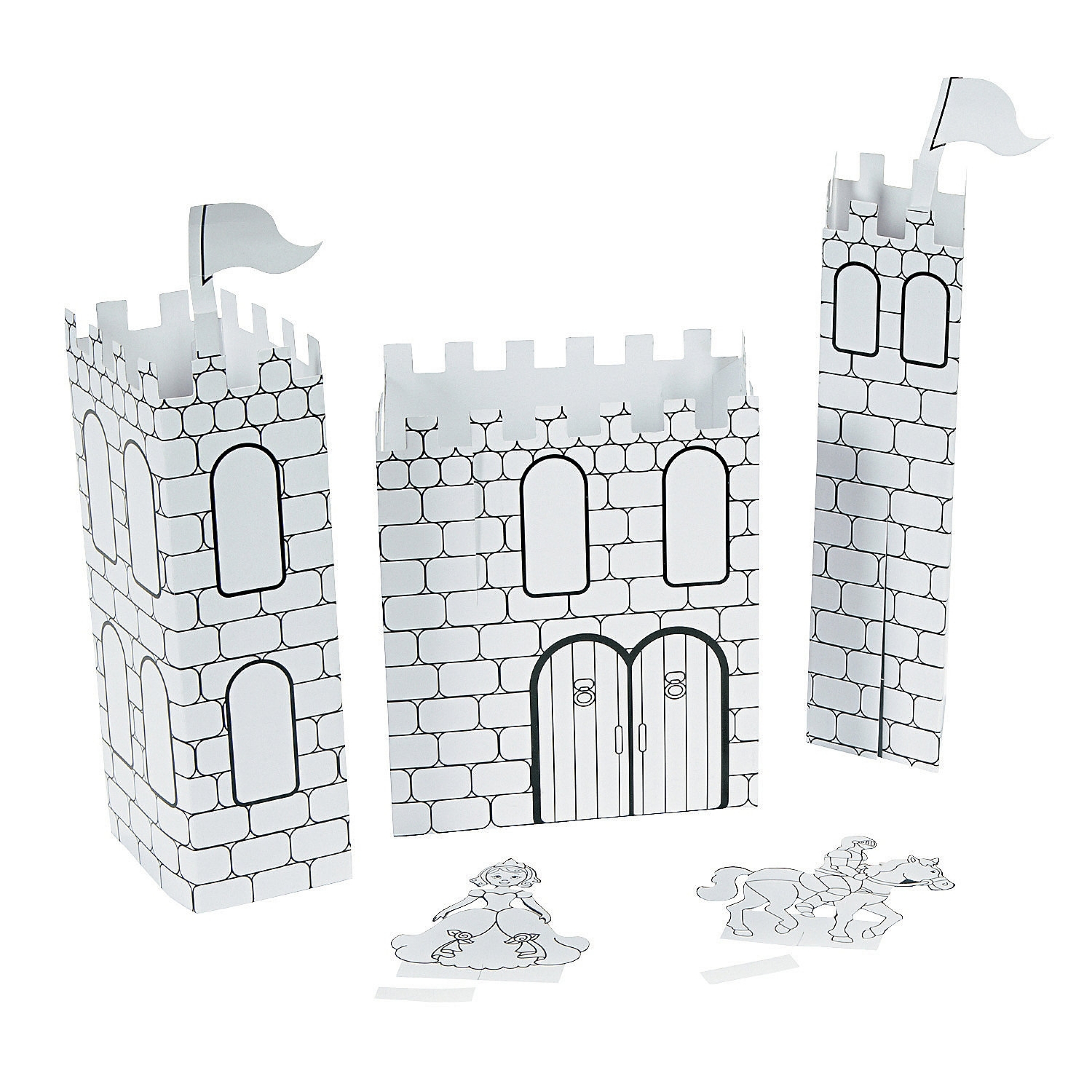 Maison De Jeu / Château De Chevalier En Carton à Colorier Pour Enfants - Modèle 'Château Du Chevalier 01' - 130x130x132 Cm