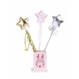 Conte de fée - Baguette magique avec étoile en satin argent, or ou rose