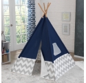 Tente Tipi d'indien bleu marine à chevrons gris et blanc