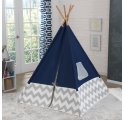 Tente Tipi d'indien bleu marine à chevrons gris et blanc