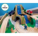 Jouets en bois ~Circuit de train sur table en bois avec Aéroport - KIDKRAFT﻿~