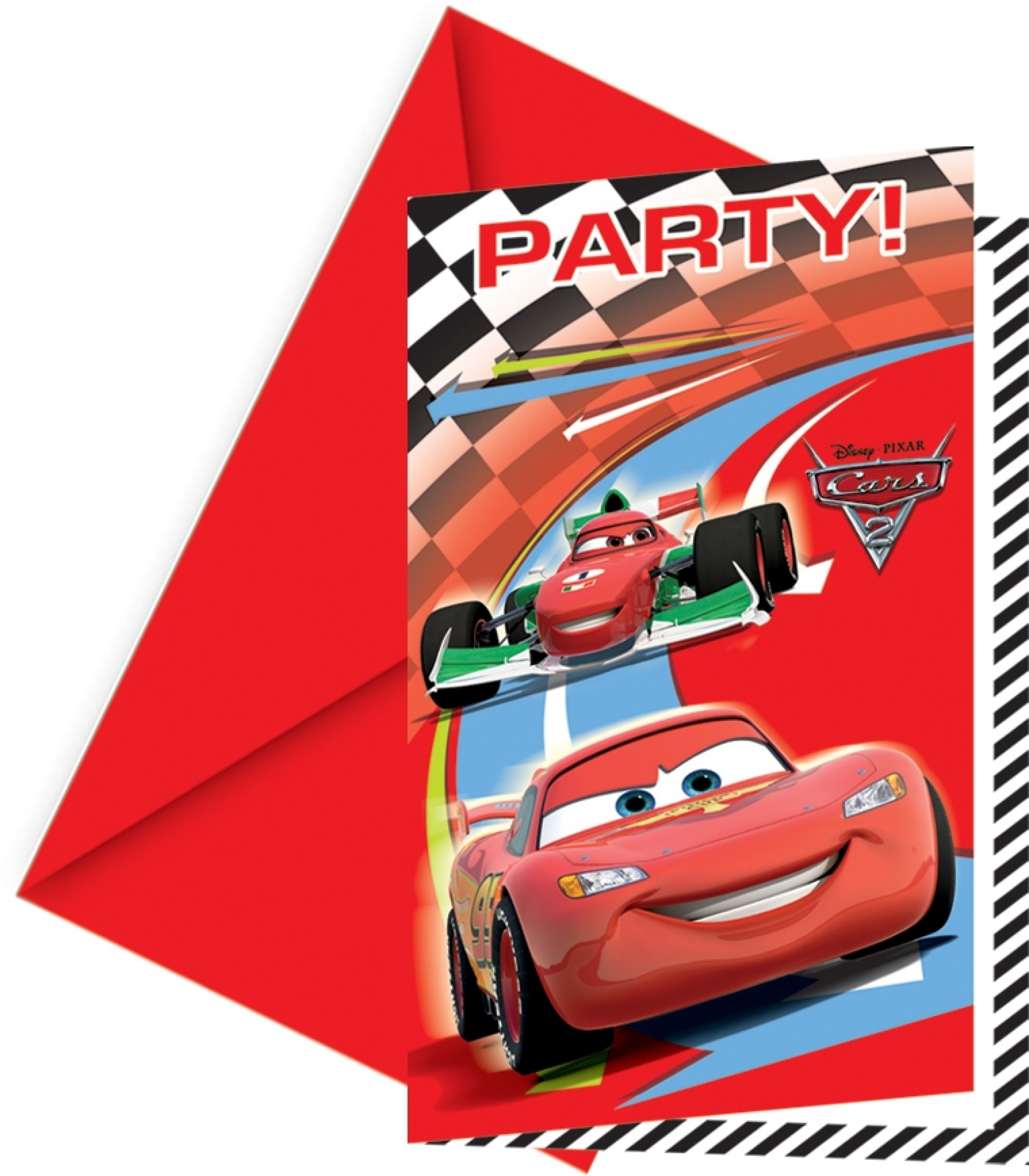 6 Cartes D'invitation Voiture De Course Pour Anniversaire Garçon - Avec Enveloppes Assorties, Format 18,8x8,4 Cm