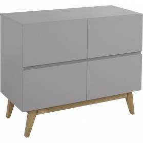 Commode 4 tiroirs Trendy Gris (avec plan à langer amovible)