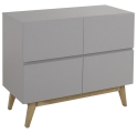 Commode 4 tiroirs Trendy Gris (avec plan à langer amovible)