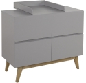 Commode 4 tiroirs Trendy Gris (avec plan à langer amovible)