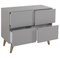 Commode 4 tiroirs Trendy Gris (avec plan à langer amovible)