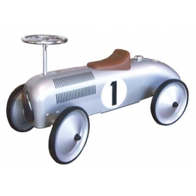 Voiture de course porteur en métal argent