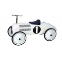 Voiture de course porteur en métal blanc