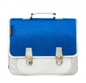 Cartable pailleté bicolore bleu et argent - Spécial CP/CE2