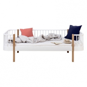 Lit banquette WOOD Original Blanc/chêne - 90 x 200 cm