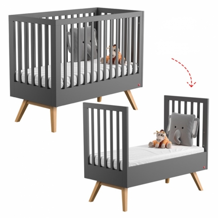 Lit bébé Nature Gris - 70 x 140 cm