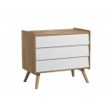 Commode Vintage Naturel / Blanc avec plan à langer amovible