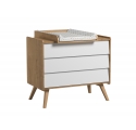Commode Vintage Naturel / Blanc avec plan à langer amovible