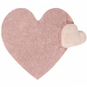 Tapis Puffy Coeur rose avec coussin
