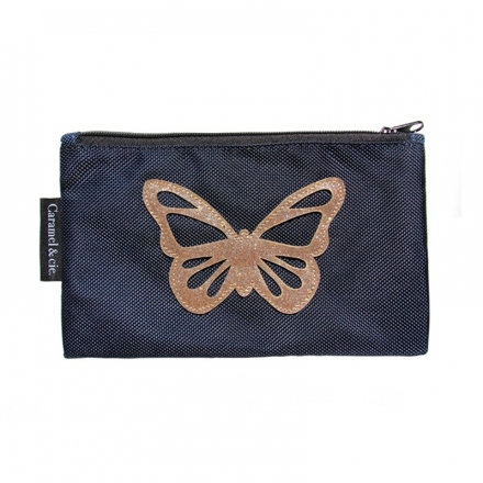 Pencil Case ~Pencil Case with Butterfly blue and golden~