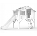 Lit Cabane avec Toboggan Mathy By Bols 90x190 cm - Blanc