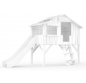 Lit Cabane avec Toboggan Mathy By Bols 90x190 cm - Blanc
