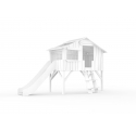 Lit Cabane avec Toboggan Mathy By Bols 90x190 cm - Blanc
