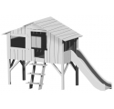 Lit Cabane avec Toboggan Mathy By Bols 90x190 cm - Blanc
