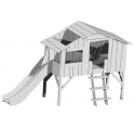 Lit Cabane avec Toboggan Mathy By Bols 90x190 cm - Blanc