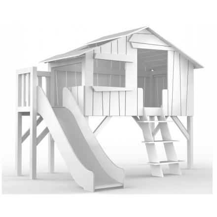 Treehouse Single bed and slide with plateform 90 x 190 cm by MATHY BY BOLS - White