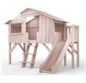 Treehouse Single bed and slide with plateform 90 x 190 cm by MATHY BY BOLS - Powder pink