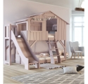 Treehouse Single bed and slide with plateform 90 x 190 cm by MATHY BY BOLS - Powder pink