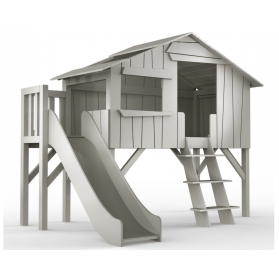 Treehouse Single bed and slide with plateform 90 x 190 cm by MATHY BY BOLS - Charcoal Grey