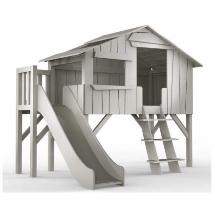Treehouse Single bed and slide with plateform 90 x 190 cm by MATHY BY BOLS - Charcoal Grey