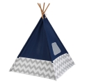 Tente Tipi d'indien bleu marine à chevrons gris et blanc