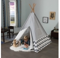 Tente Tipi d'indien gris à chevrons gris et blanc