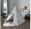 Tente Tipi d'indien gris à chevrons gris et blanc