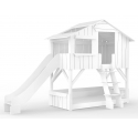 Lit Cabane superposé avec Toboggan Mathy By Bols 90x190 cm - Blanc
