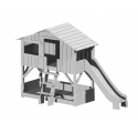 Treehouse Bunk bed and slide 90 x 190 cm by MATHY BY BOLS - Winter pink