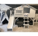 Treehouse Bunk bed and slide with plateform 90 x 190 cm by MATHY BY BOLS - White