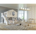 Treehouse Bunk bed and slide with plateform 90 x 190 cm by MATHY BY BOLS - White