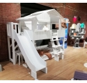 Treehouse Bunk bed and slide with plateform 90 x 190 cm by MATHY BY BOLS - White
