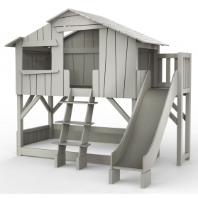 Treehouse Bunk bed and slide with plateform 90 x 190 cm by MATHY BY BOLS - Raw