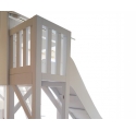 Lit Cabane superposé avec Toboggan et plateforme Mathy By Bols 90x190 cm - Bleu Atlantic
