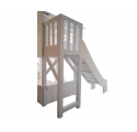 Lit Cabane superposé avec Toboggan et plateforme Mathy By Bols 90x190 cm - Bleu Atlantic