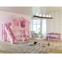 Treehouse Bunk bed and slide with plateform 90 x 190 cm by MATHY BY BOLS - Light pink