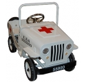 Voiture à pédales Jeep US en métal blanc - Ambulance Croix rouge