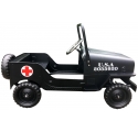 Voiture à pédales Jeep US en métal noir - Ambulance Croix rouge