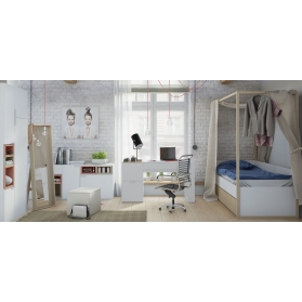 BED 4 YOU White with Canopy and Bottom bed with frame - 90 x 200 cm