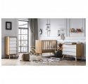 Pack Duo : Lit bébé évolutif 70 x 140 + Commode à langer Vintage VOX - Blanc / Naturel