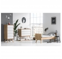 Pack Duo : Lit bébé évolutif 70 x 140 + Commode à langer Vintage VOX - Blanc / Naturel