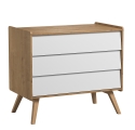 Pack Duo : Lit bébé évolutif 70 x 140 + Commode à langer Vintage VOX - Blanc / Naturel