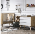 Pack Duo : Lit bébé évolutif 70 x 140 + Commode à langer Vintage VOX - Blanc / Naturel