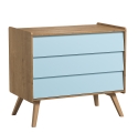 Pack Duo : Baby Bed 70 x 140 with transformation kit  + Dresser With Changing Table Vintage VOX - Blue  / Natural