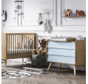 Pack Duo : Baby Bed 70 x 140 with transformation kit  + Dresser With Changing Table Vintage VOX - Blue  / Natural